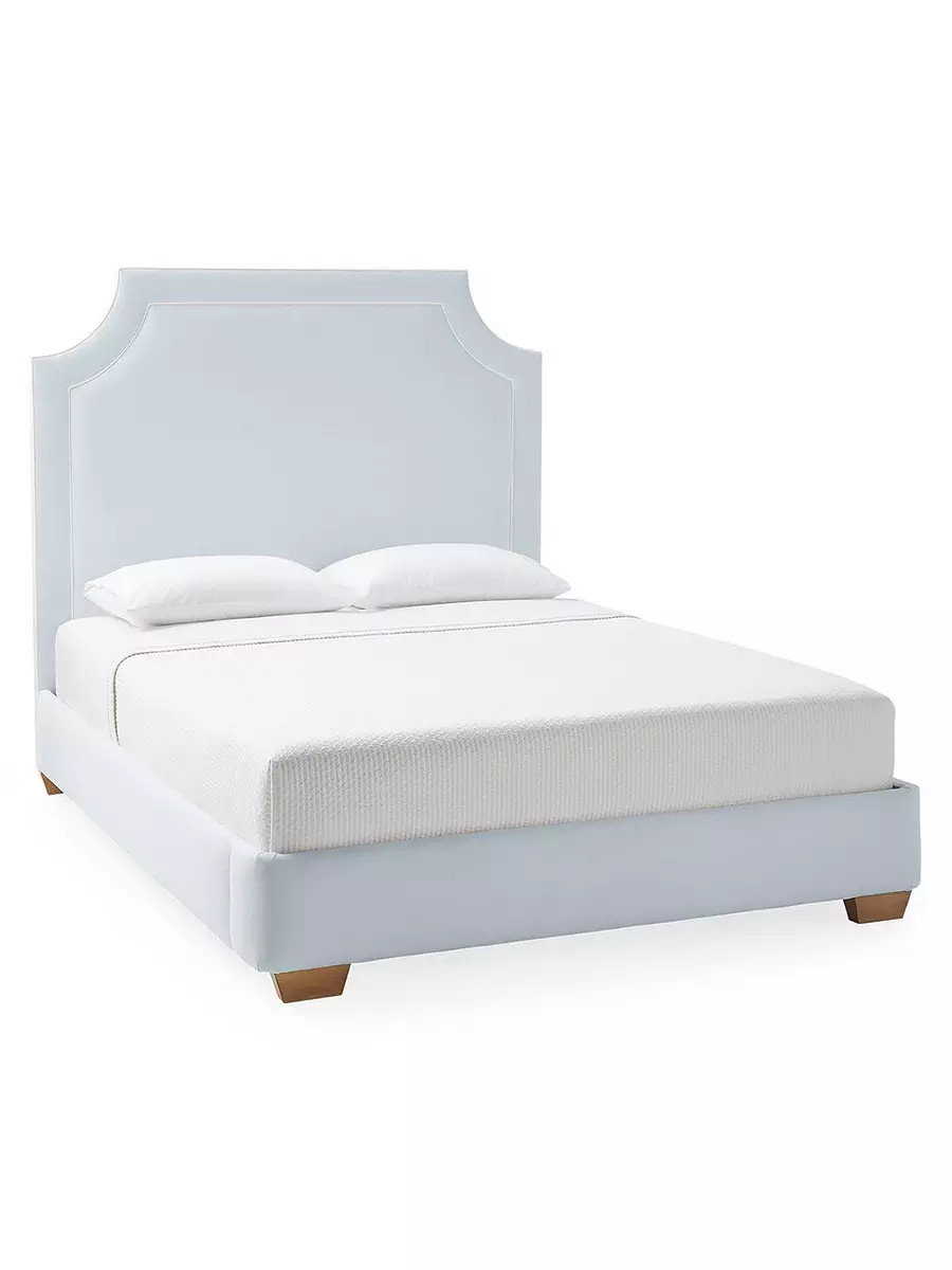 Tall Hyde Bed in Linen with Contrast Piping | Serena and Lily