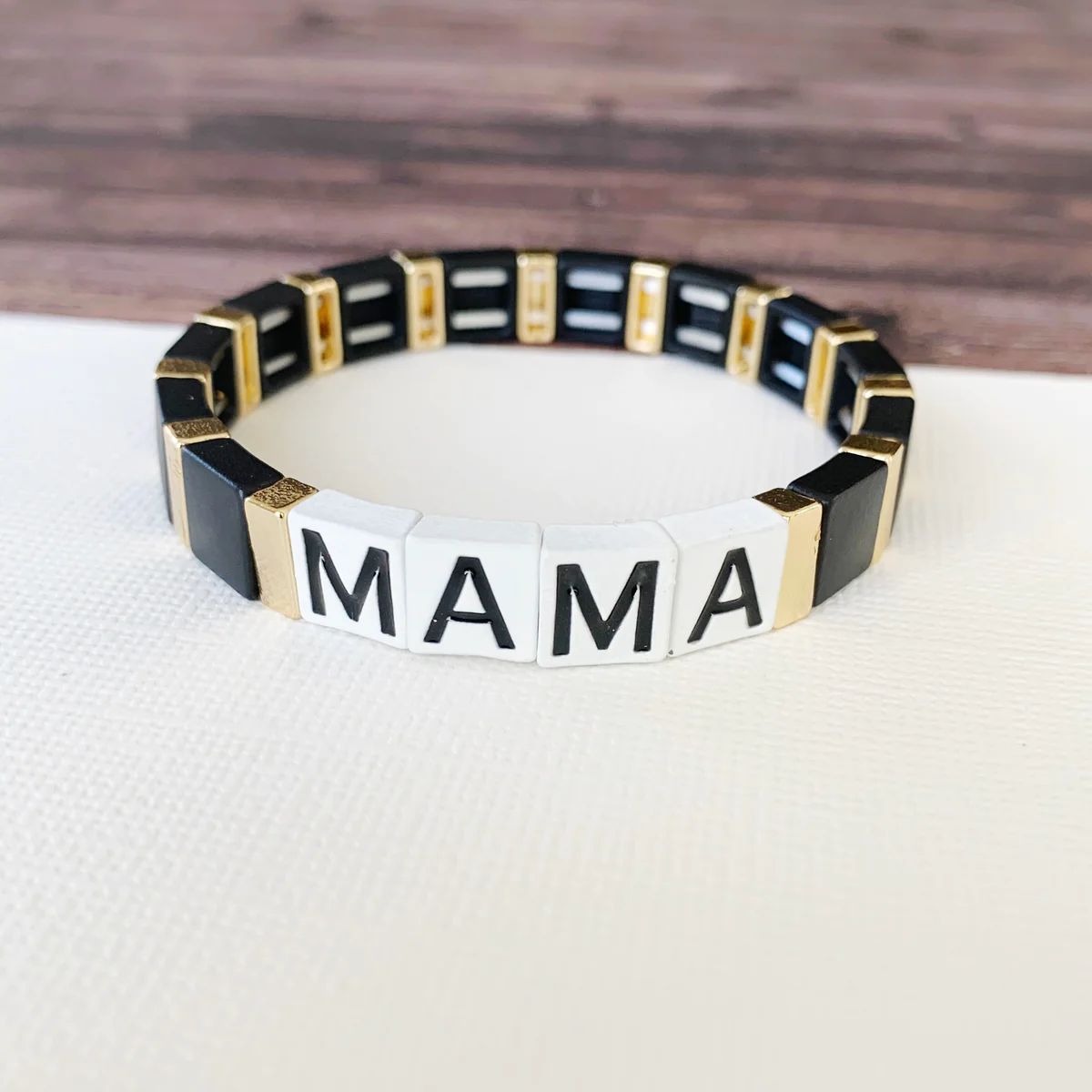 Boutique Bracelet Collection :: PRE-ORDER Mama Tile Bracelet Black | Baubles & Bits