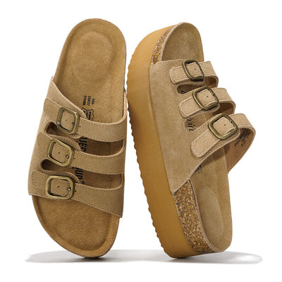 Project Cloud Women's | 100% Genuine Suede Wedge Sandals | Memory Foam | Lightweight | Non-Slip - Dyan Chocolate / 10 | Project Cloud