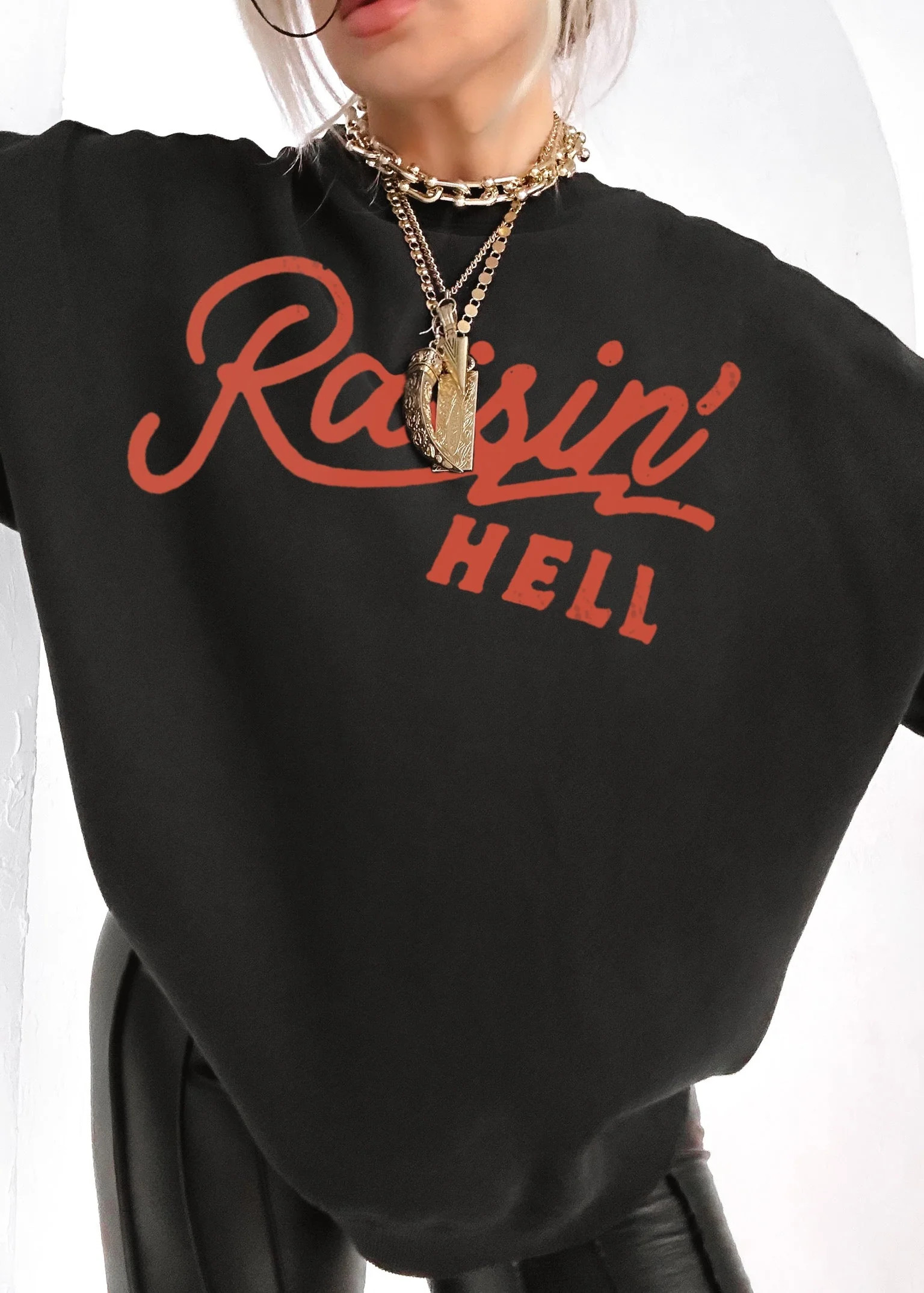 RAISIN' HELL VINTAGE OVERSIZED GRAPHIC SWEATSHIRT | Pebby Forevee