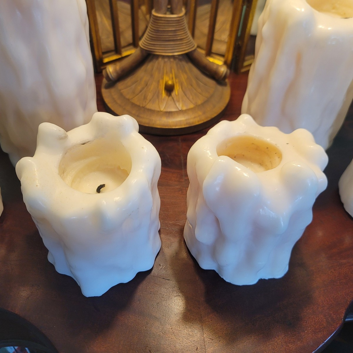 Lot of 8 Vintage Large White Mantle Candles Jumbo Solid Wax 1 Wick Gothic Style | eBay US
