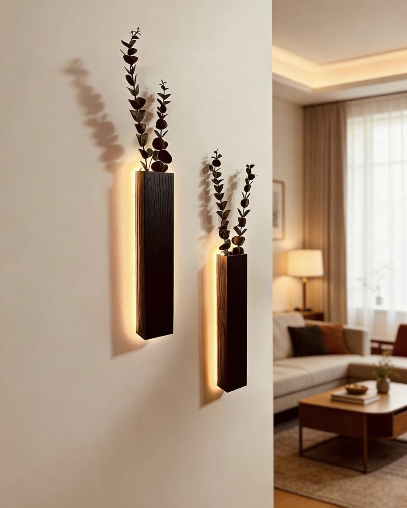 Artificial Eucalyptus with LED Lights | Wall Planters Rustic Wall Decor