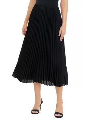 Anne Klein Women's Chiffon Pull On Pleated Skirt, Black, Small | Belk