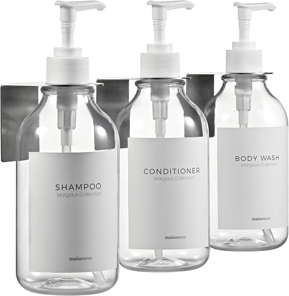 MaisoNovo Shampoo and Conditioner Dispenser - Shower Soap Dispenser Wall Mounted - 16.9 fl oz Set... | Amazon (US)