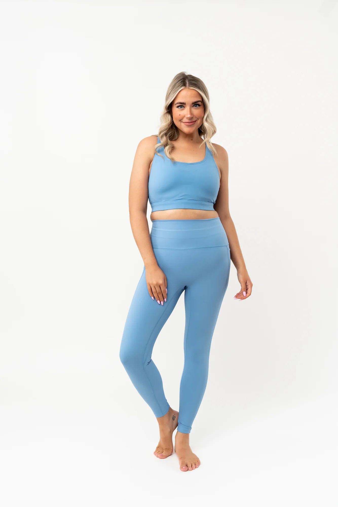 Agility High Waisted Athletic Leggings | Surface Blue | Coral Reef Swim