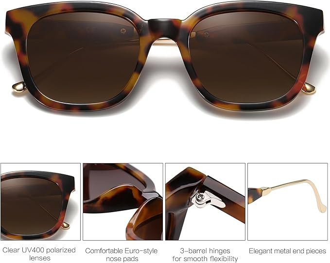 SOJOS Classic Square Polarized Sunglasses Womens Mens Retro Trendy UV400 Sunnies SJ2050 | Amazon (US)