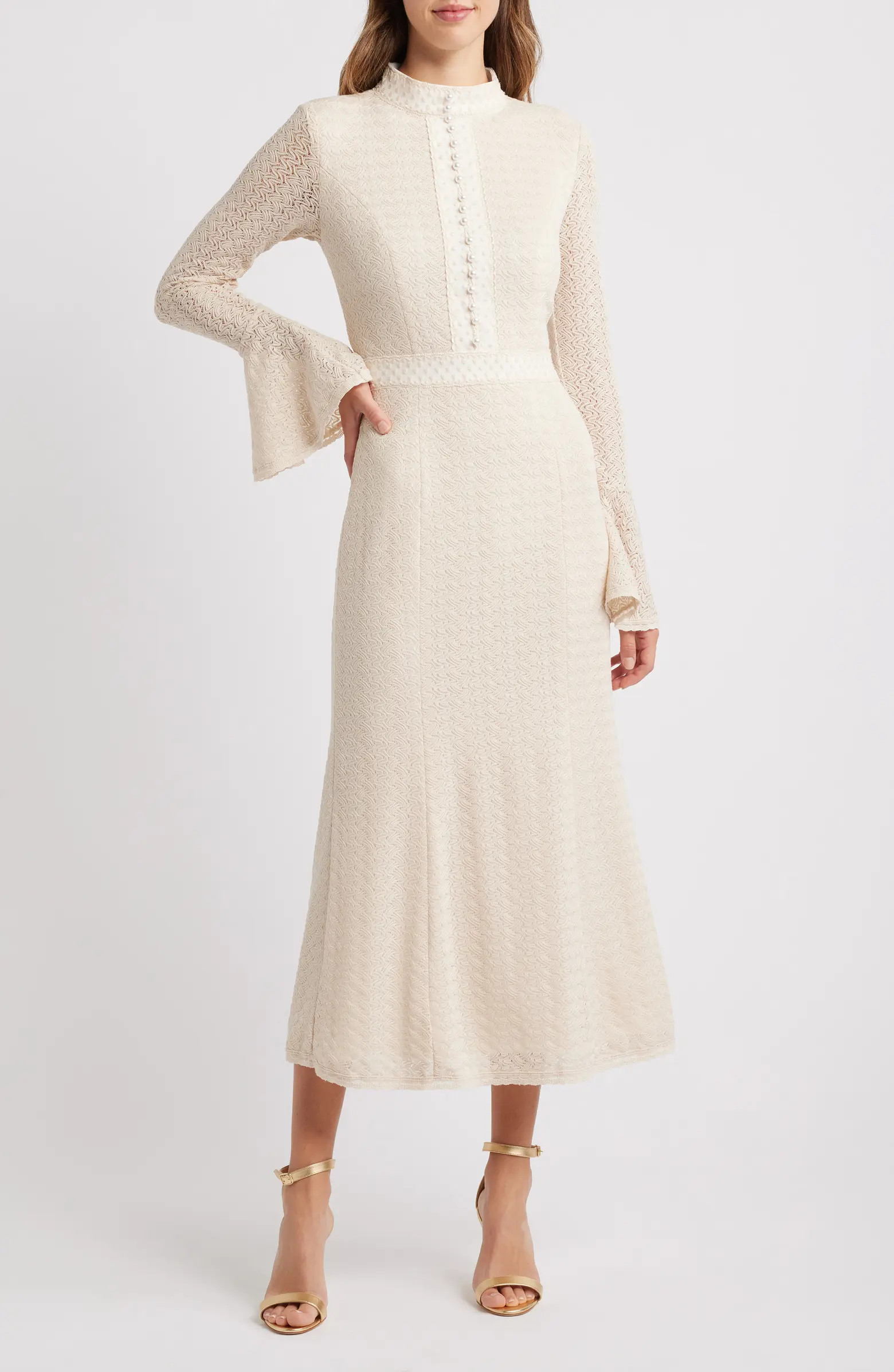 Elliatt Kailee Texture Long Sleeve Midi Dress | Nordstrom | Nordstrom