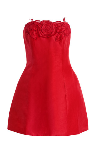 Exclusive Rosario Appliquéd Linen Bustier Mini Dress | Moda Operandi (Global)
