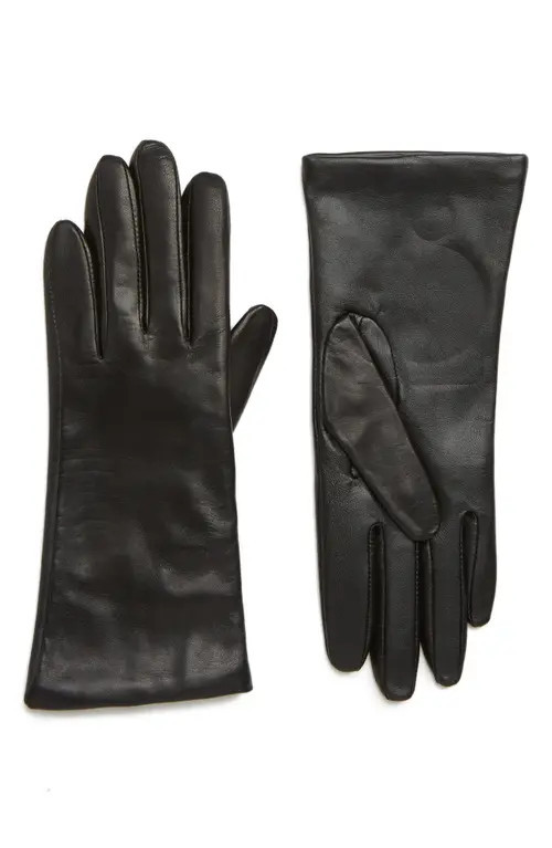 Nordstrom Cashmere Lined Leather Touchscreen Gloves in Black at Nordstrom, Size 7.5 | Nordstrom