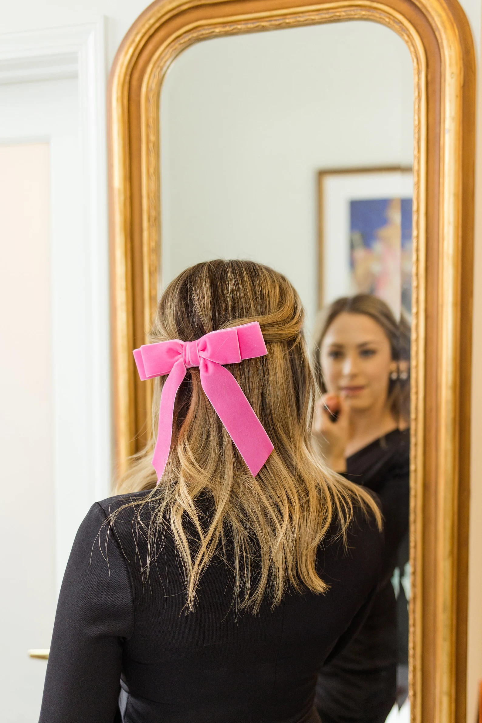 Hot Pink Velvet Hair Bow Short Tail French Barrette, Bow Clip | Grace & Grandeur Judy Short Bow | Etsy (US)