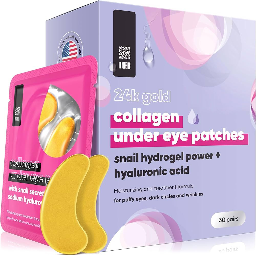 LE GUSHE Under Eye Patches 24K Gold Eye Mask - Anti-Aging, Hyaluronic Acid & Collagen Eye Treatme... | Amazon (US)