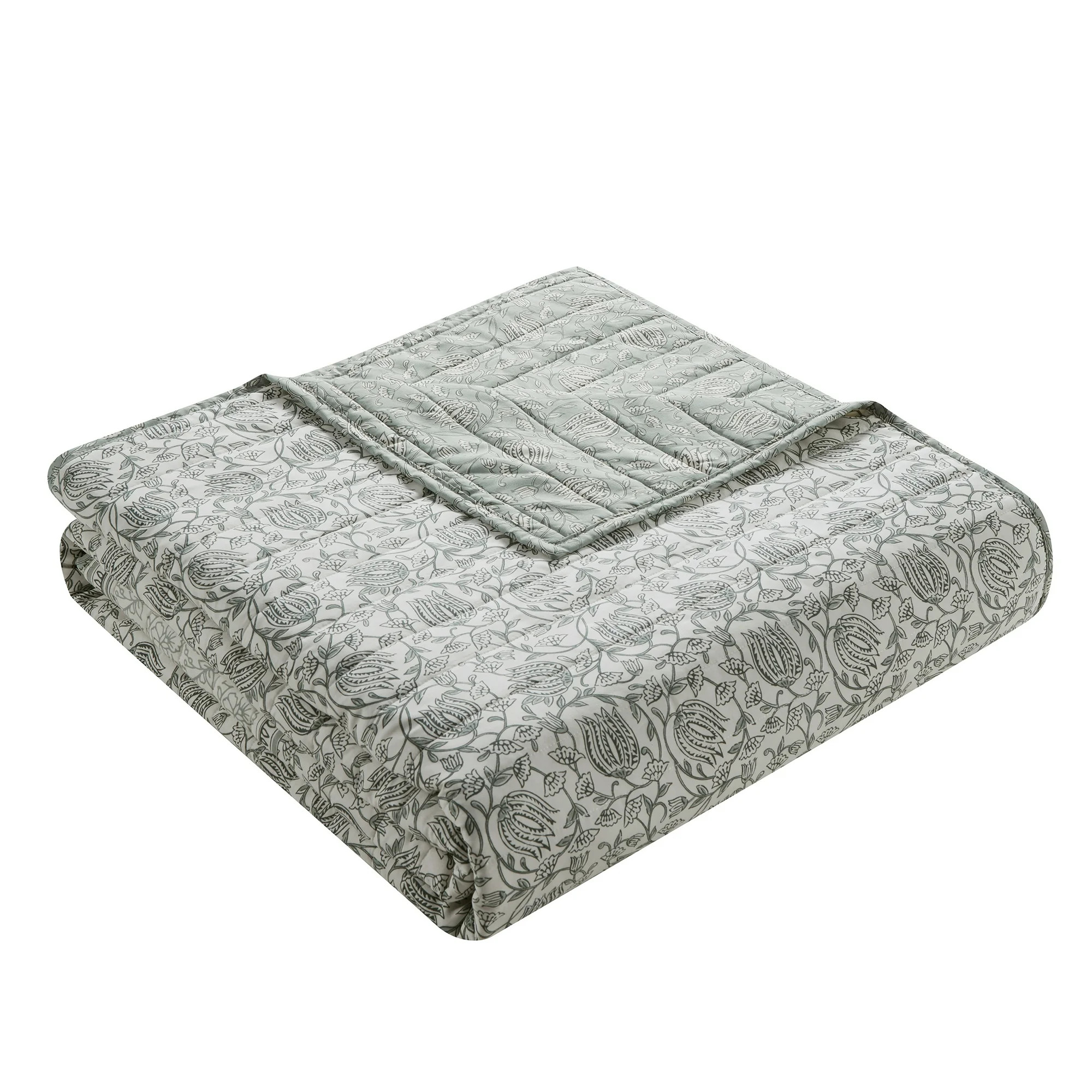 My Texas House Arden 3-Piece Dusty Green Floral Quilt Set, Full/Queen | Walmart (US)