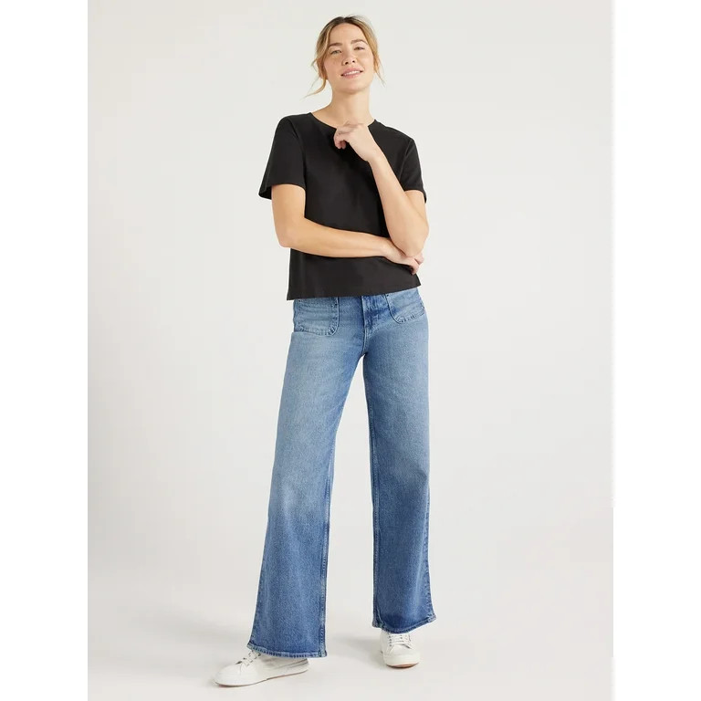 Free Assembly Women's Crop Box Tee with Short Sleeves, Sizes XS-XXL | Walmart (US)