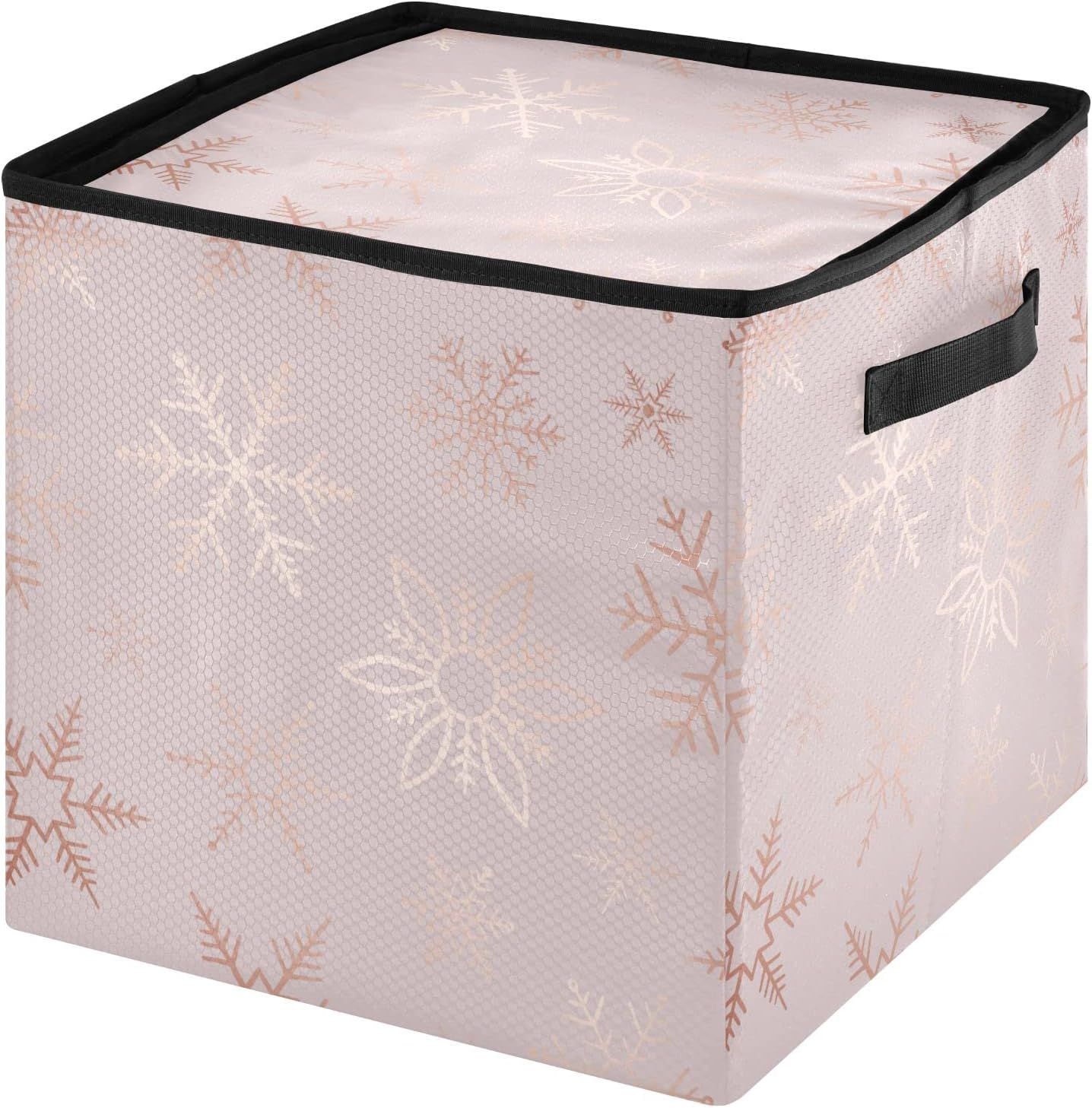 Kigai Rose Gold Christmas Snowflake Christmas Ornament Storage Box with Zipper and Adjustable Div... | Amazon (US)