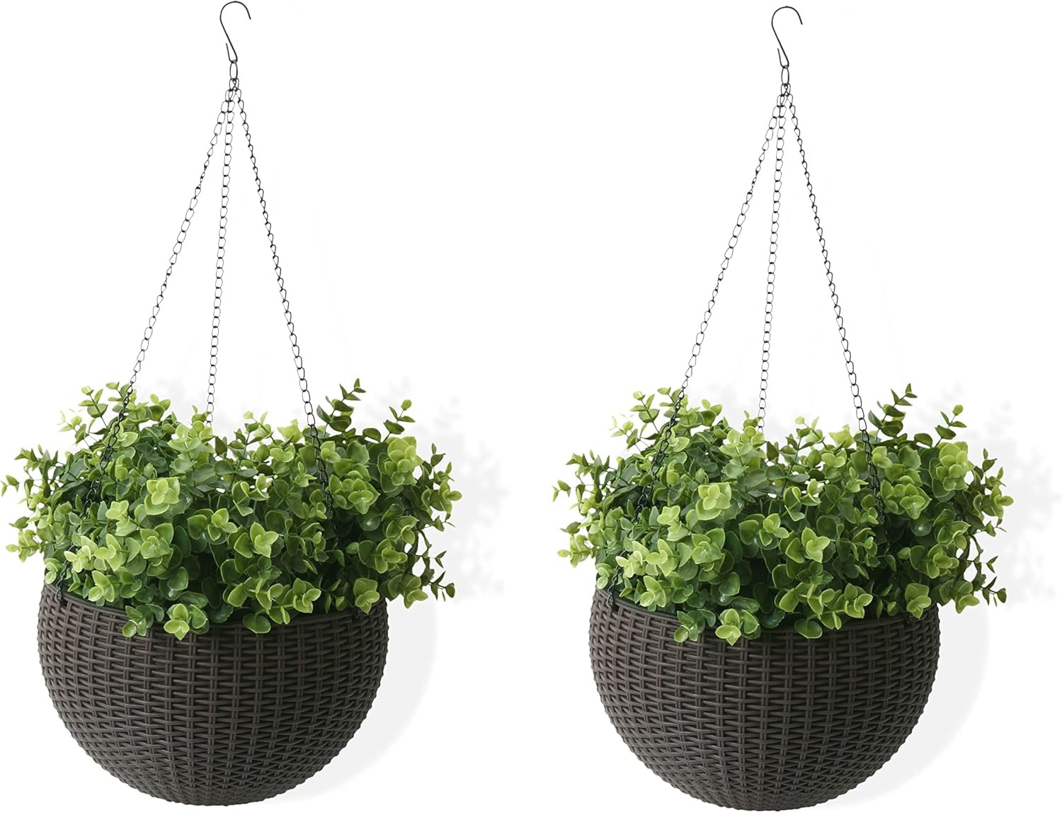 Algreen 14168 Wicker Basket Hanging Planter, Coffee, 11" x 14" (Pack of 2) | Amazon (US)
