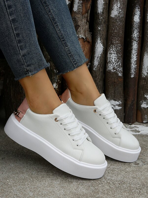 Chain Decor Lace-up Front Skate Shoes | SHEIN