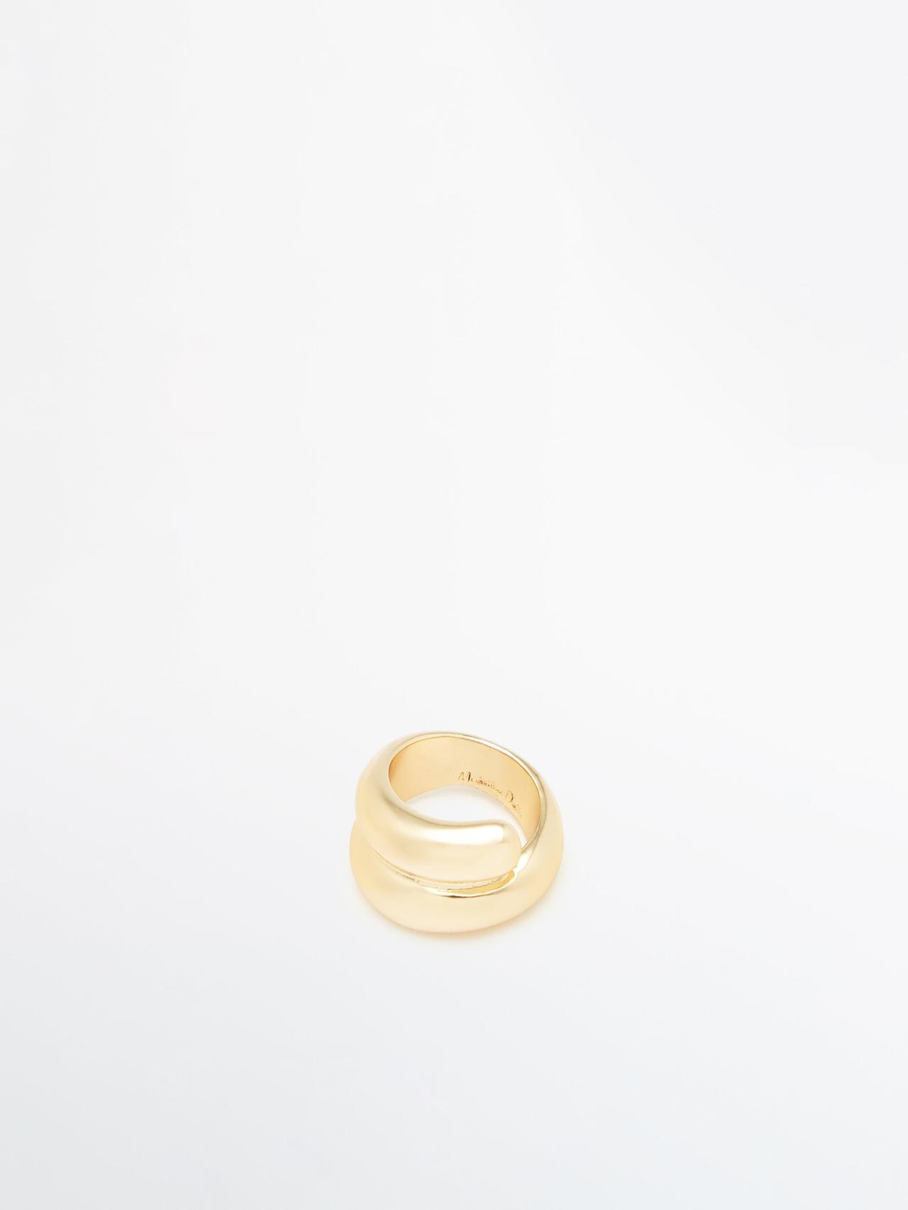 Gold-plated wide twist-effect ring | Massimo Dutti US