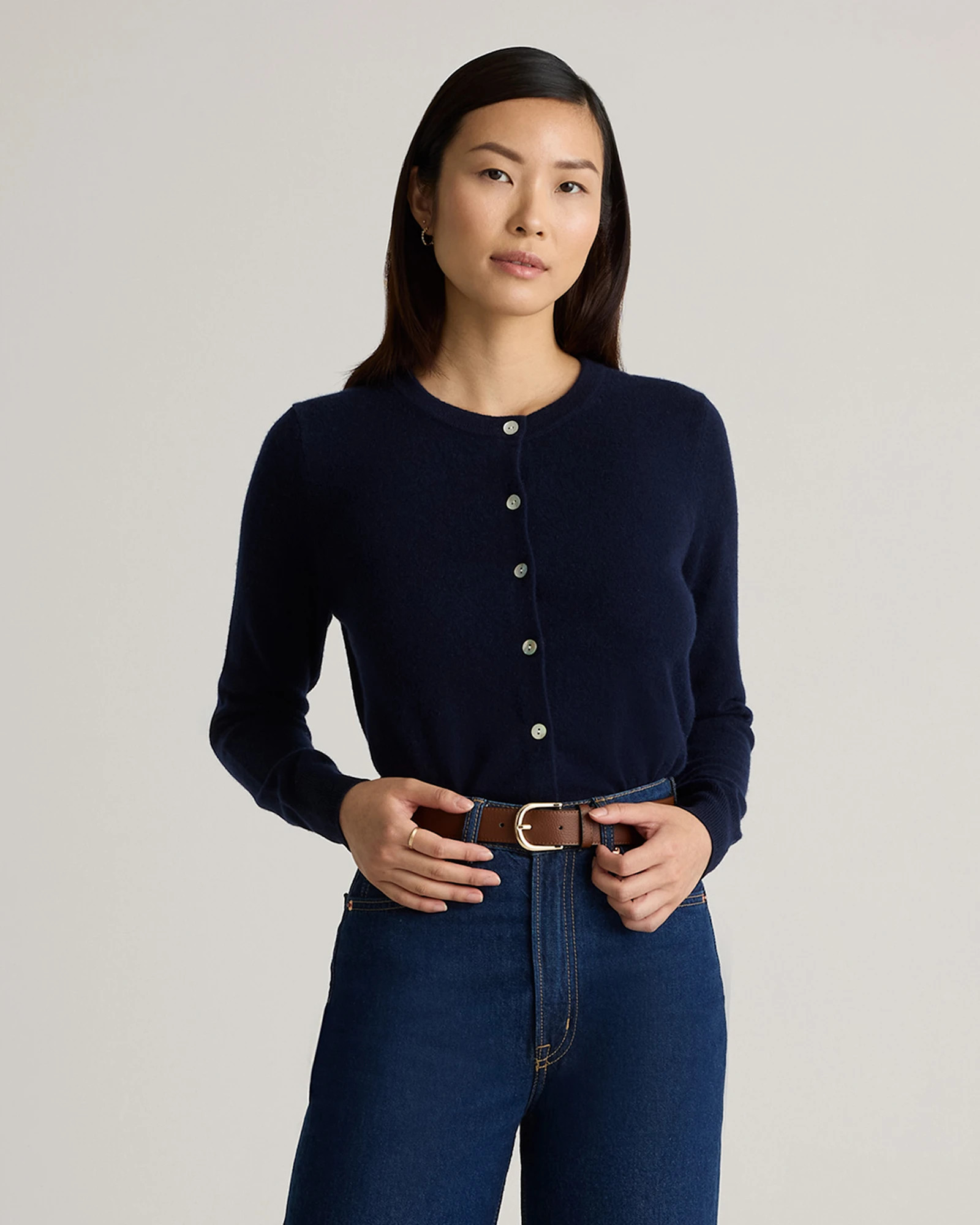 Quince | Women's Mongolian Cashmere Cardigan Sweater in True Navy, Size Medium | Quince