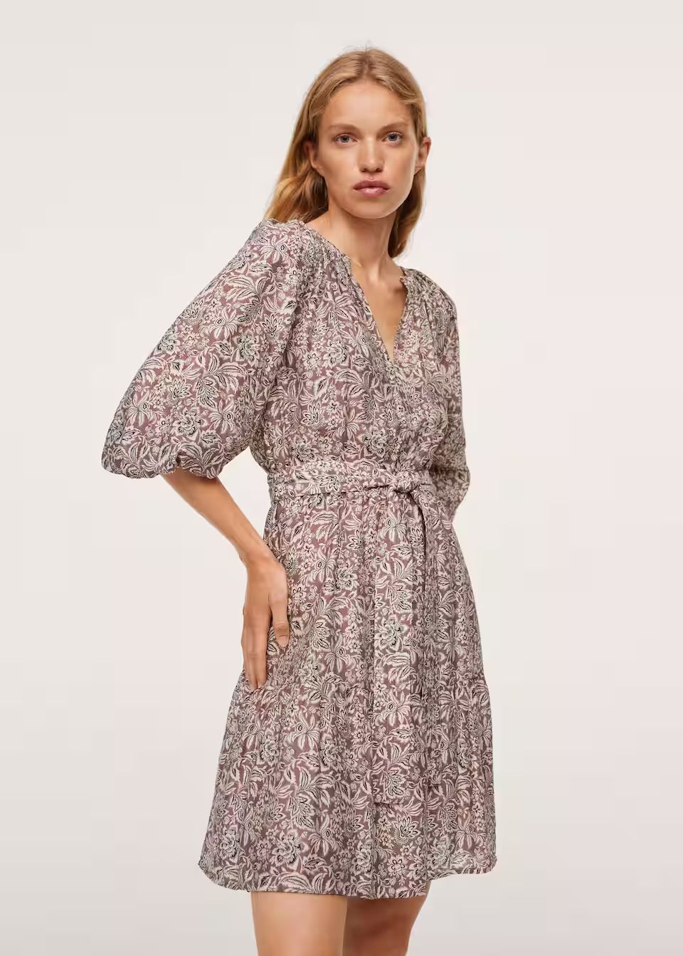 Puffed sleeves dress | MANGO (US)