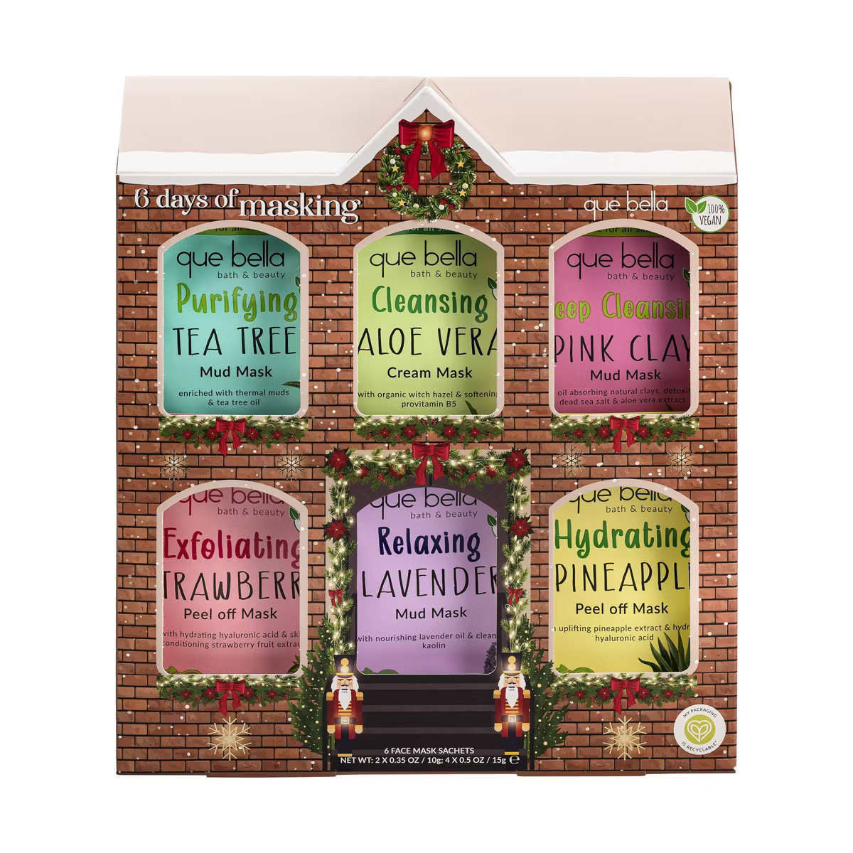 Que Bella Holiday House Facemask Gift Set - 6pc | Target