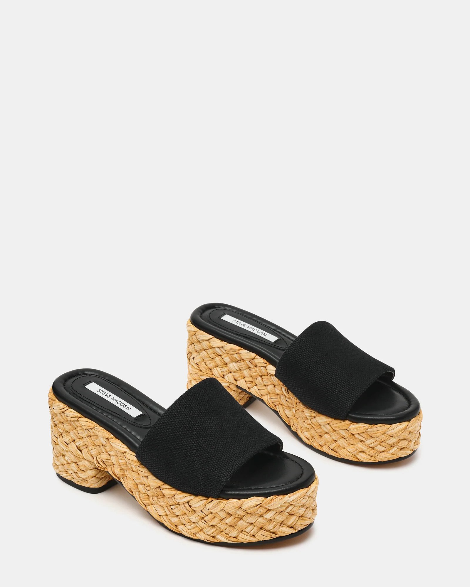 DOCK Raffia Black Platform Mule Women's Sandal | Steve Madden (US)