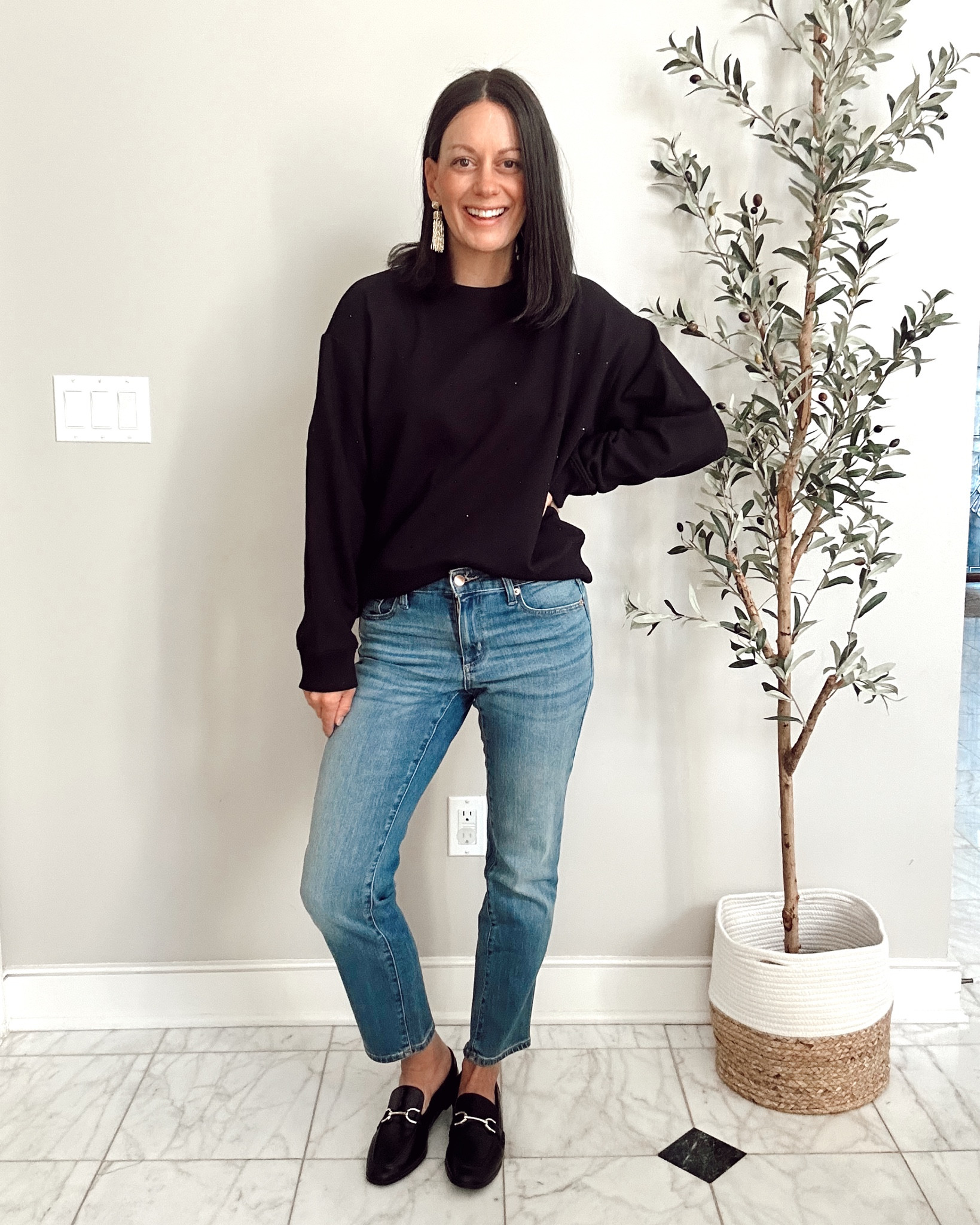 Holiday outfit idea from Target! Sparkly black sweater is so cute and comfy! Runs true to size - I’m wearing a small.  Jeans run true to size, loafers run true to size.

@target @targetstyle #ad #target #targetstyle 



#LTKHoliday #LTKfindsunder50 #LTKover40