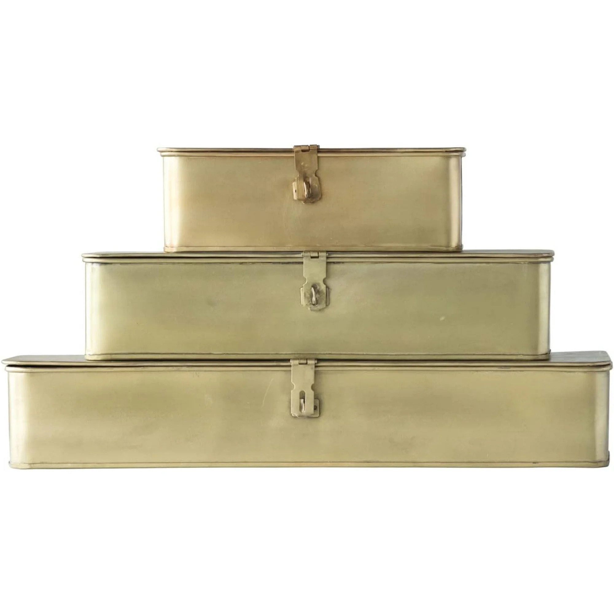 Decorative Metal Boxes with Gold Finish (Set of 3 Sizes) Rectangle | Walmart (US)