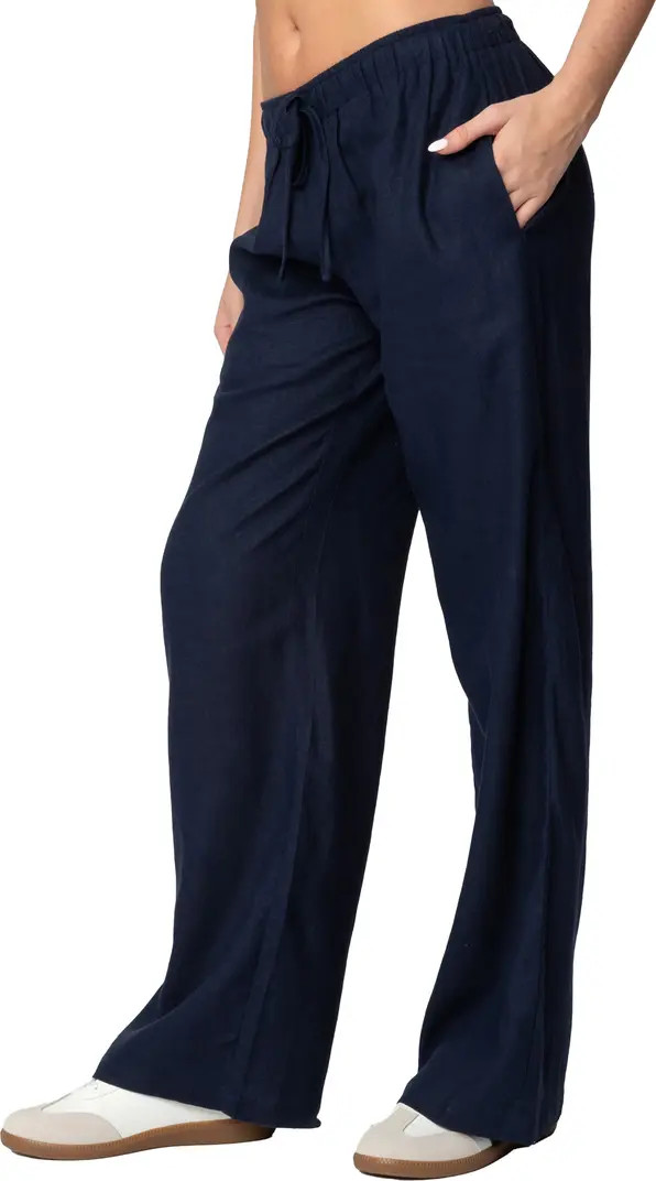 EDIKTED Yasmine Low Rise Linen Blend Drawstring Pants | Nordstrom | Nordstrom