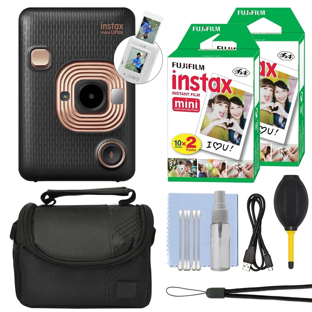 Fujifilm Instax Mini LiPlay Instant Camera Elegant Black + 40 Film Accessory Kit | Walmart (US)
