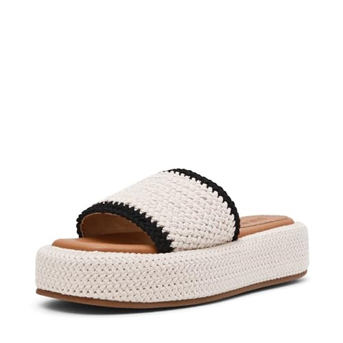 Steve Madden Women's Beachy Wedge Sandal, Cream Multi Woven, 9 | Amazon (US)