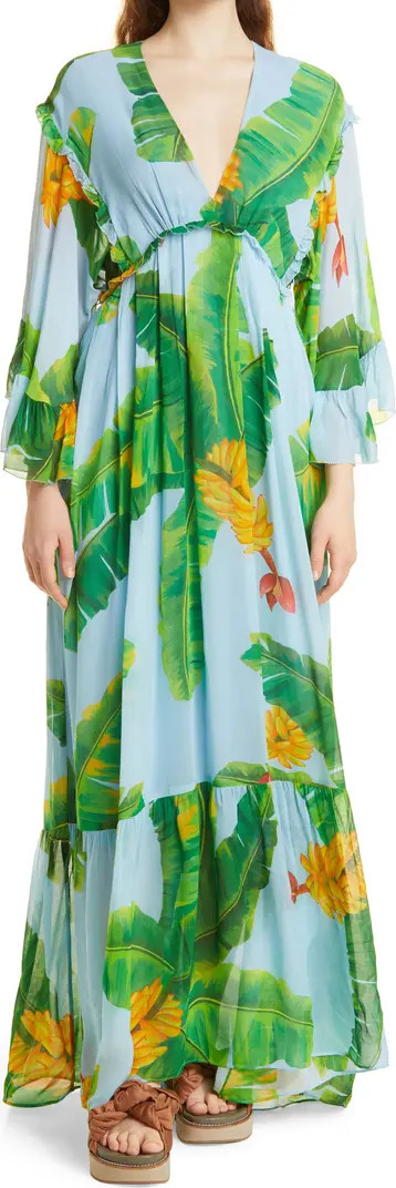 FARM Rio Fresh Bananas Tiered Long Sleeve Maxi Dress | Nordstrom | Nordstrom