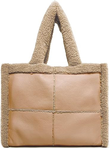 Like Dreams Large Sherpa Tote Bag, Inner Pocket Vegan Leather, Large Tote Hand bags for Women, Fa... | Amazon (US)