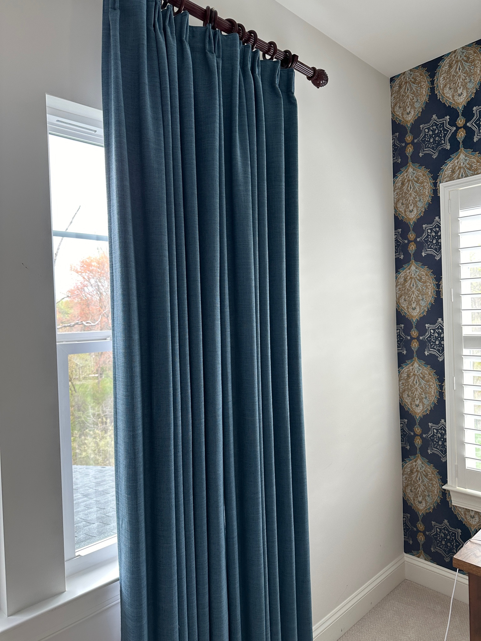 Liz linen custom drapes tailor pleat, Aegean blue, blackout lining, memory shaped!! 

#LTKhome