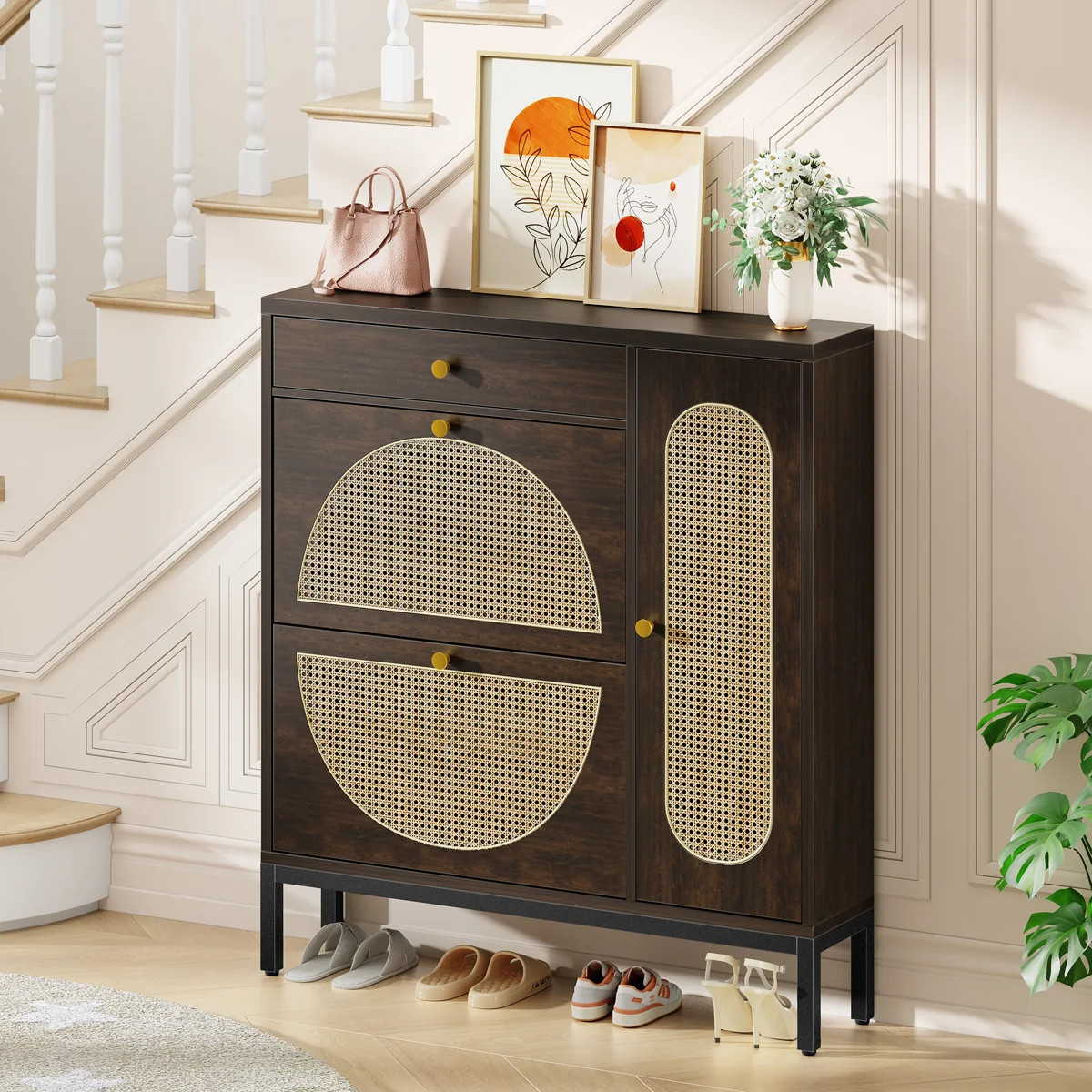 20 Pair Shoe Storage Cabinet with 2 Flip Drawers and Adjustable Shelves | Wayfair North America