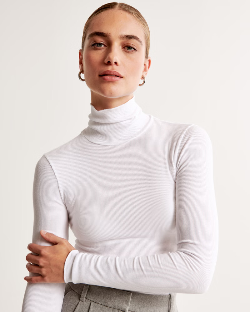Long-Sleeve Featherweight Rib Turtleneck Top | Abercrombie & Fitch (US)