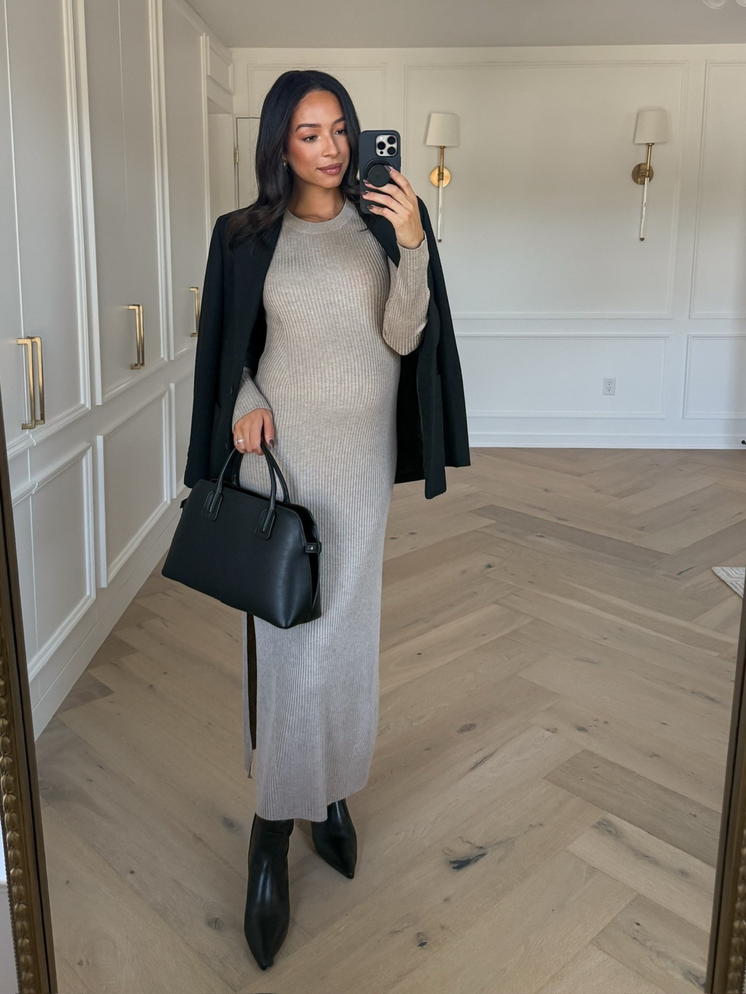 Bump friendly fall capsule wardrobe 🍂 wearing size S sweater dress, size S black blazer, knee high boots fit tts 

Fall outfit 
Fall fashion 
Fall essentials 
Closet staples 
Closet essentials
Outfit idea
Outfit inspo 

#LTKBump #LTKSeasonal #LTKStyleTip