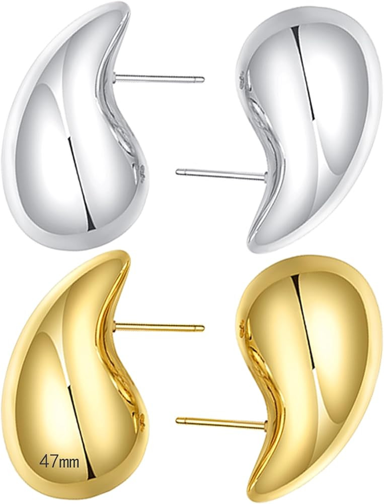 Ascona 25/32/47mm Chunky Gold Hoop Earrings for Women | Lightweight Tear Drop Earrings | Gold Dro... | Amazon (US)