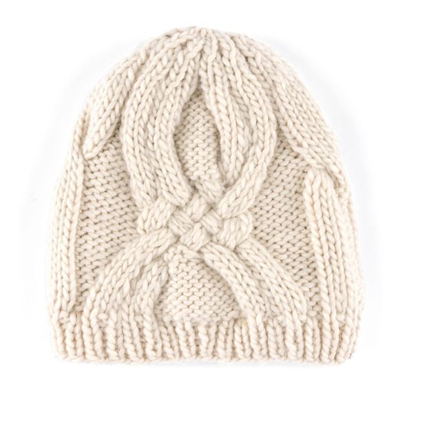 Shiraleah Ivory Cable Knit, Fleece Lined Yola Beanie | Target