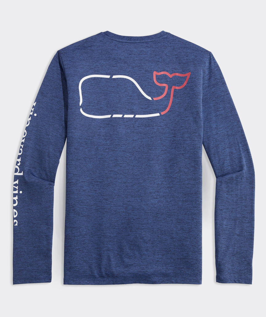 Performance On-The-Go Whale Outline Long-Sleeve Harbor Tee | vineyard vines