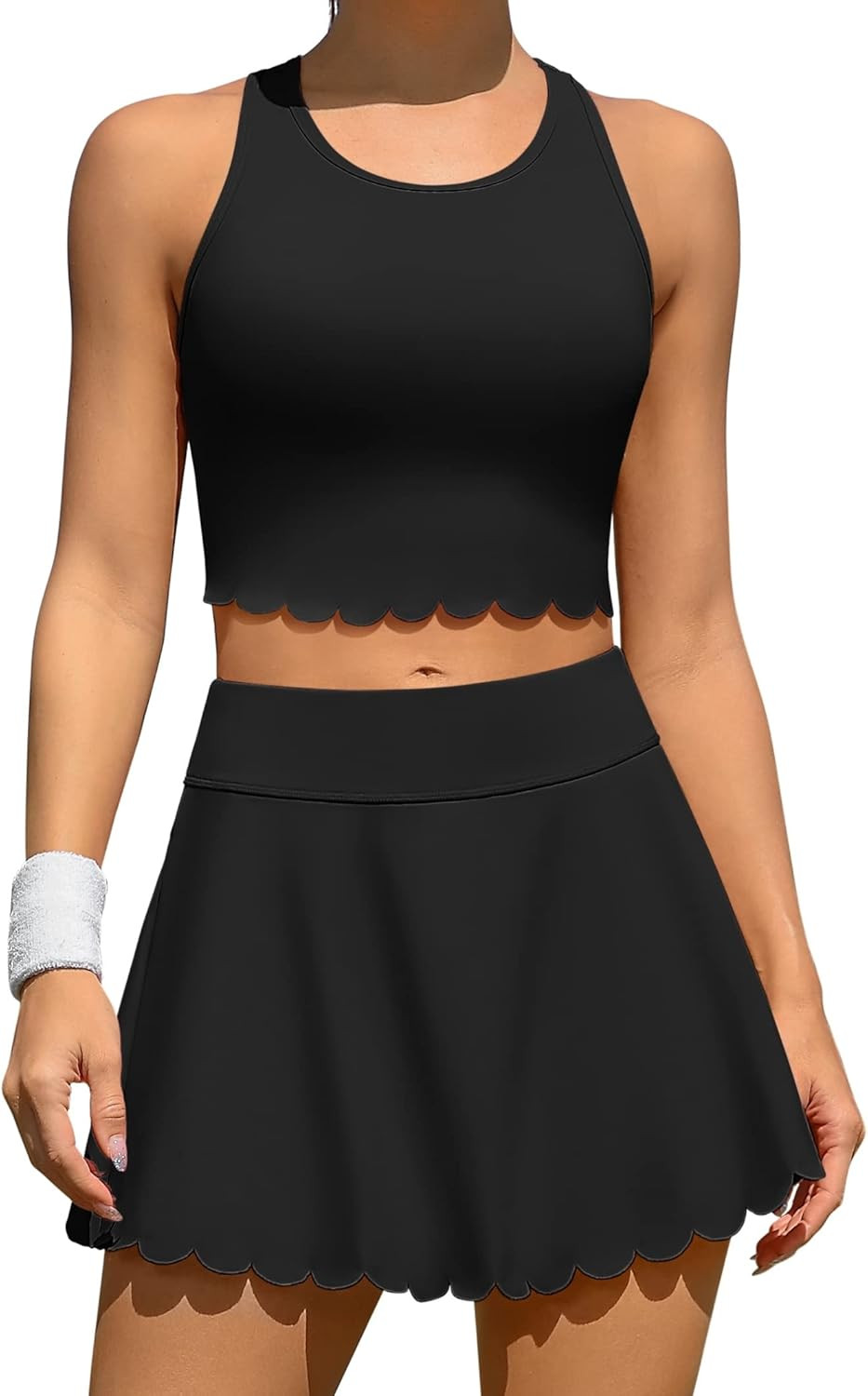 ATTRACO 2 Piece Tennis Dresses for Women Athletic Workout Dress with Shorts and Pockets | Amazon (US)