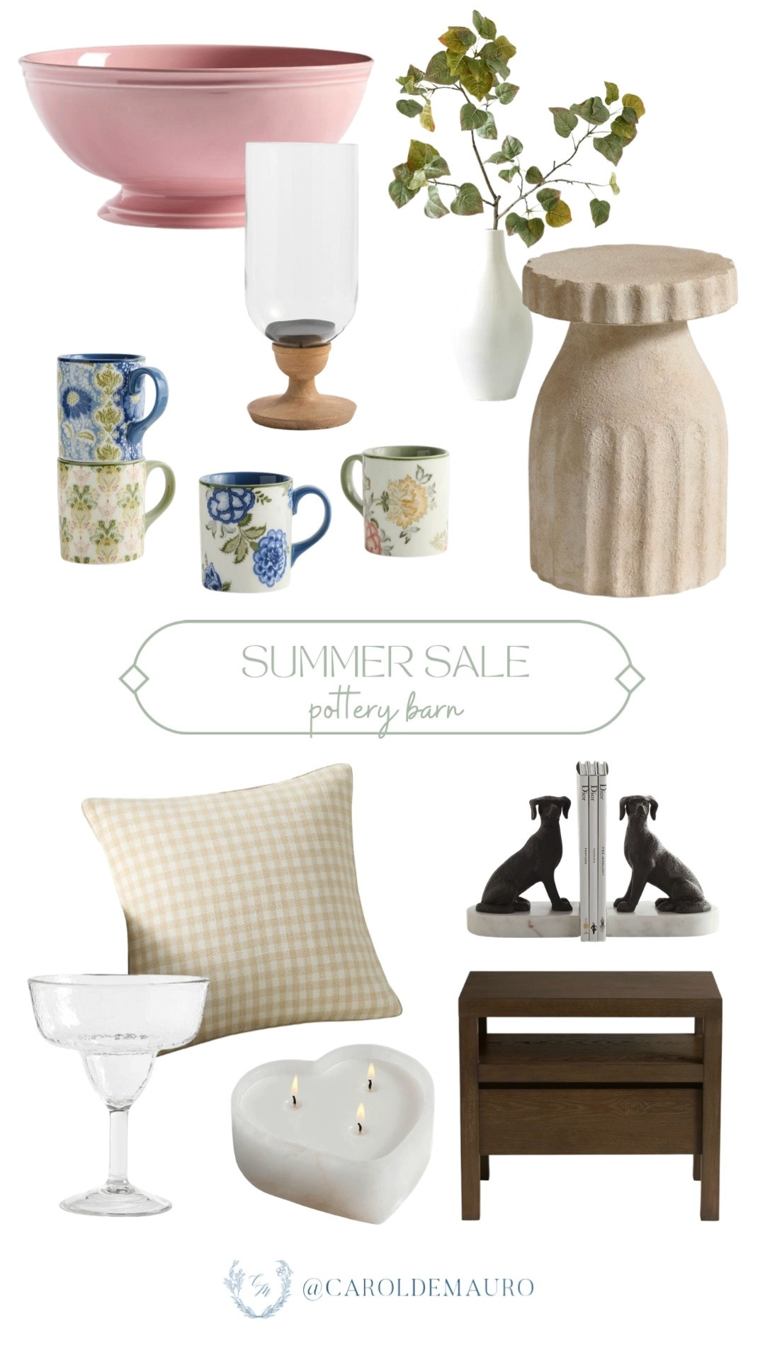 pottery barn, summer sale, home decor, on sale, discounted, home accent, home furniture, night stand, decorative bowl, gingham throw pillow, heart candle, candle holder, coupe glasses, cute mugs, faux plants, bookends

#LTKHome #LTKSaleAlert
