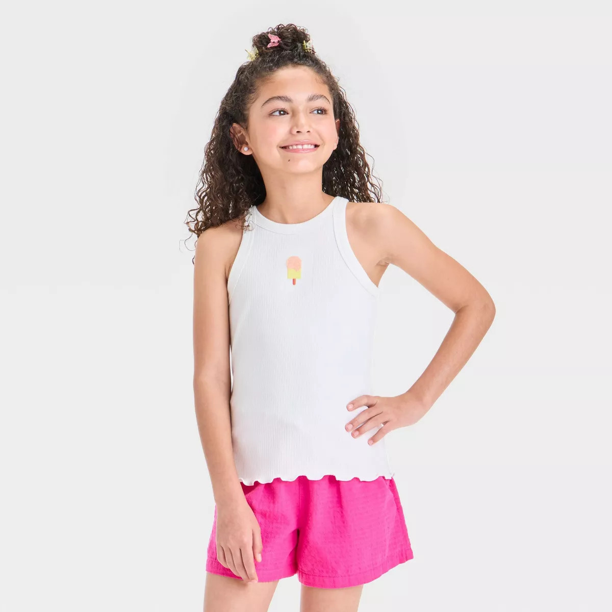 Girls' Ribbed Embroidered Tank Top - Cat & Jack™ Cream M | Target
