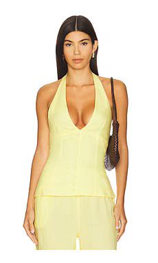 AEXAE x REVOLVE Halter Top in Butter Yellow from Revolve.com | Revolve Clothing (Global)