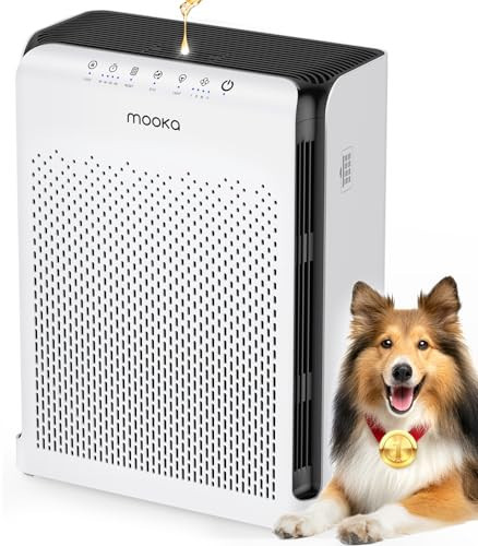 MOOKA Air Purifiers for Home Pets Large Room 2200ft² with ECO Mode, 20dB Ultra-Quiet HEPA Air Filter for Bedroom with Aromatherapy Nightlight, Air Cleaner for Pet Hair Dander Odor Dust Smoke, M200L | Amazon (US)
