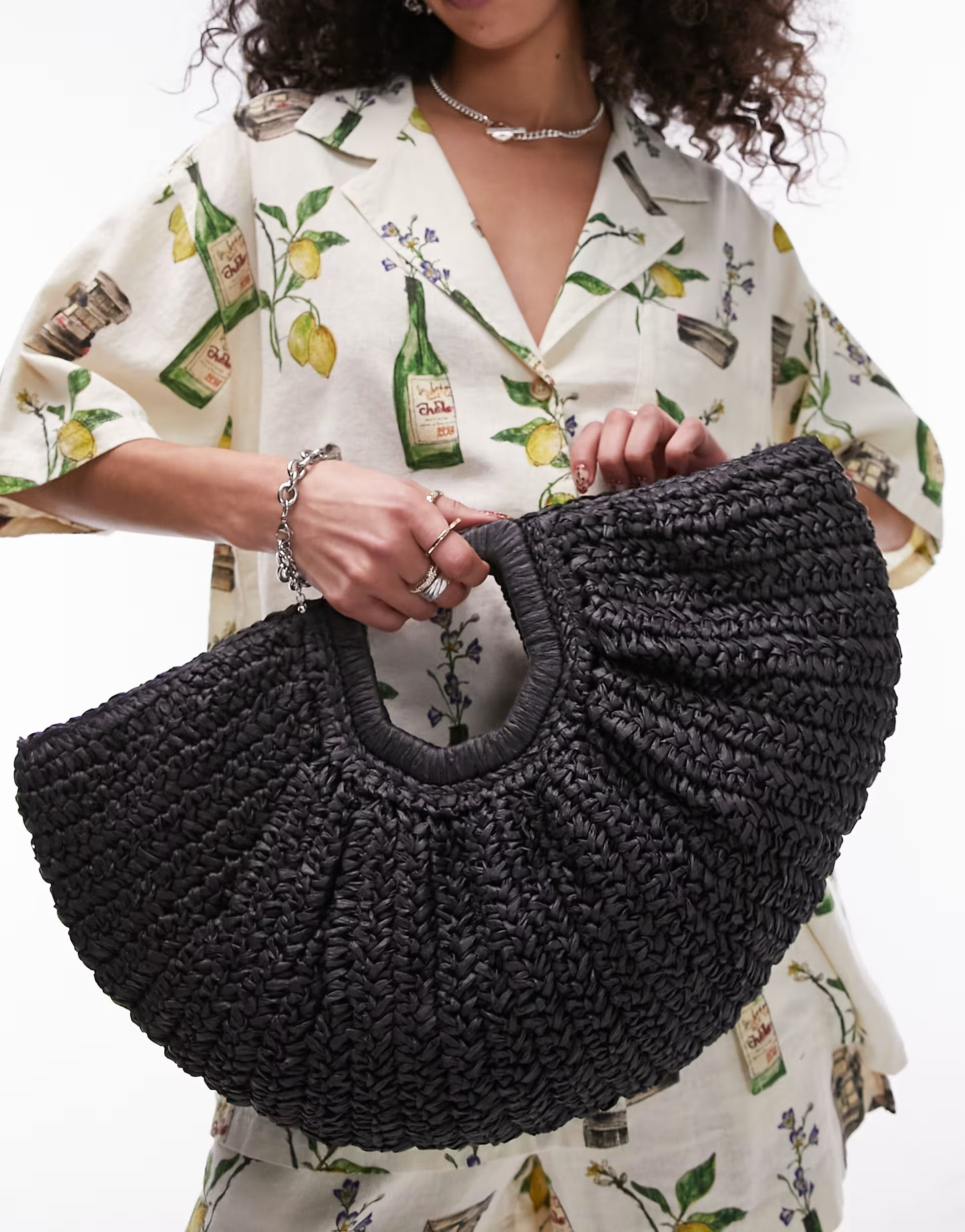 Topshop Gilmour straw grab bag in black | ASOS (Global)