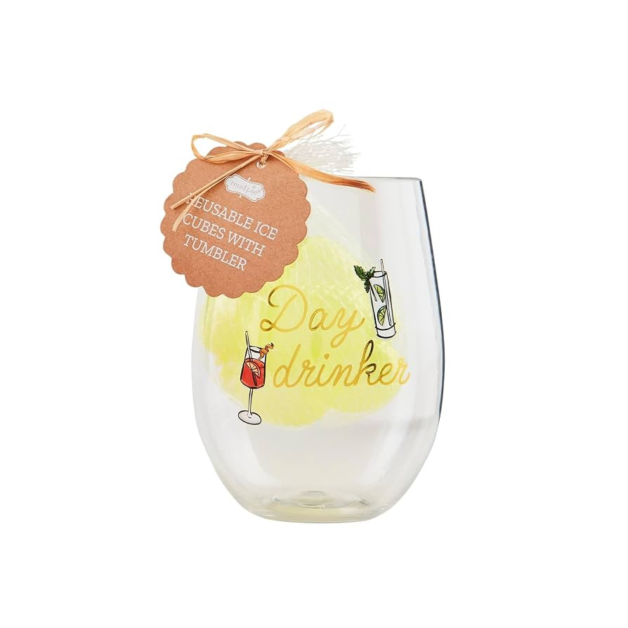 Mud Pie Day Party Cup Ice Cube Set; glass 14 oz | cube 2" | Amazon (US)