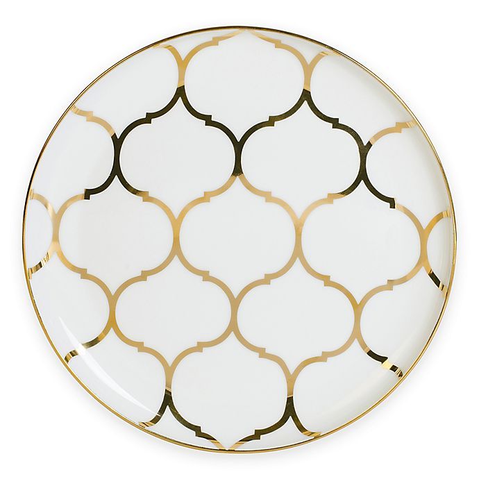 Nevaeh White® by Fitz and Floyd® Lattice Coupe Salad Plate in Gold | Bed Bath & Beyond | Bed Bath & Beyond