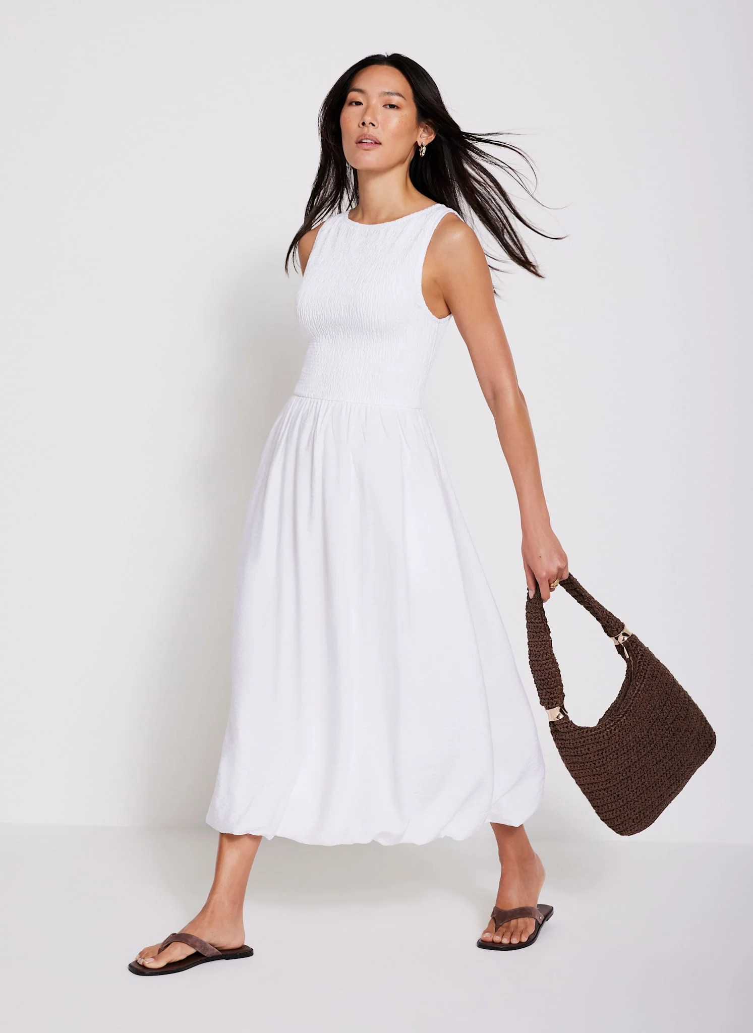 White Bubble Hem Midi Dress | Mint Velvet