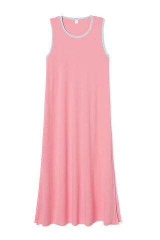 Pima Midi Tank Gown in Hibiscus | LAKE Pajamas