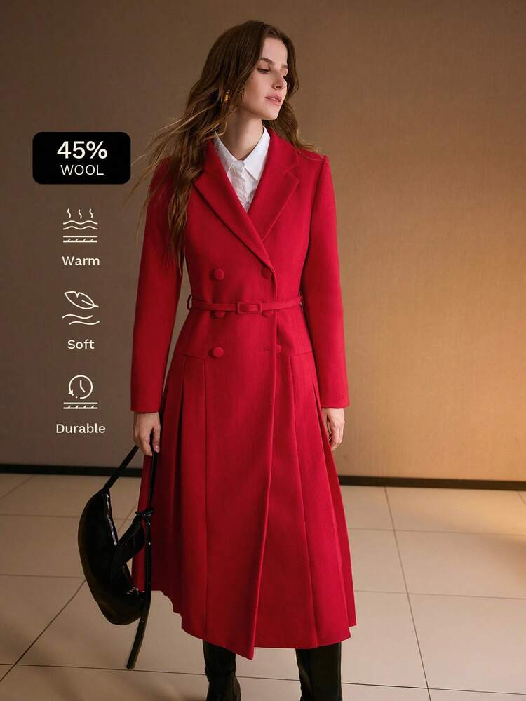 Red Dress Coat  | SHEIN